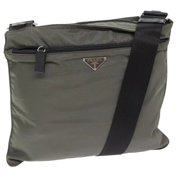 PRADA Shoulder Bag Nylon Gray Silver Auth ep5770 - Picture 1 of 14